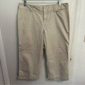 Eddie Bauer Vashon Fit Wide Leg Cropped Chino Pants Womens 14 Khaki Tan Gorpcore